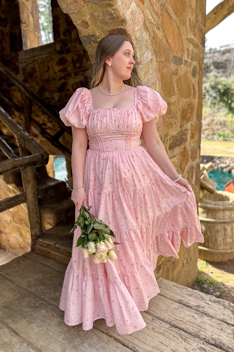knee length dresses for ladies Amy Jane London Luna Blue Ditsy Floral Ruffle Maxi Dress – The French Rose  Boutique