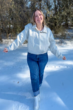 Load image into Gallery viewer, Grey quarter button pullover full body view 2
