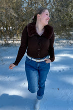 Load image into Gallery viewer, Faux Fur Collar Cardigan
