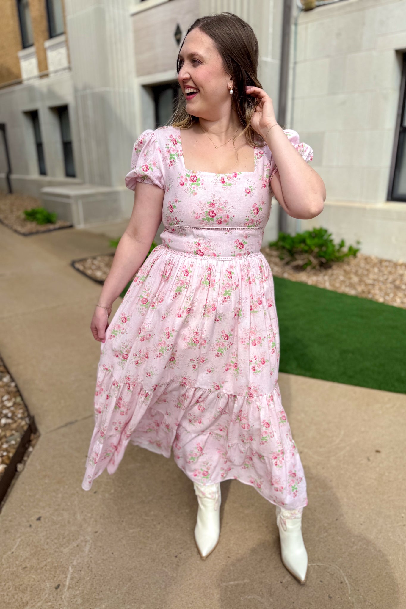 Amy Jane London Heidi Pink Square Neck Floral Maxi Dress The French Rose Boutique Amy Jane London Heidi Pink Square Neck Floral Maxi Dress The French Rose Boutique