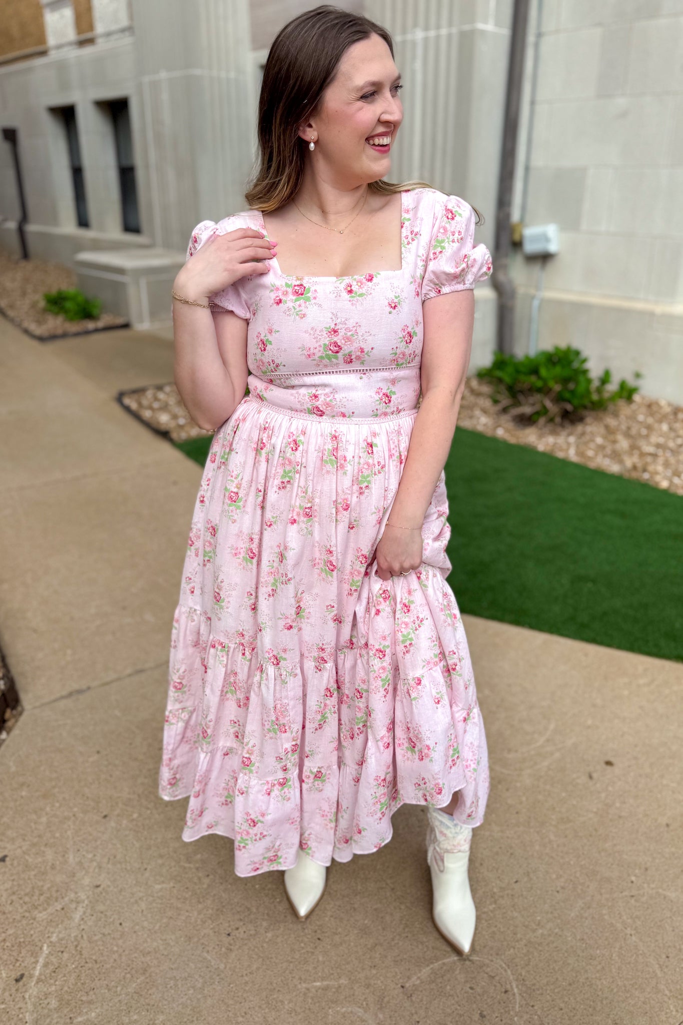 Amy Jane London Heidi Pink Square Neck Floral Maxi Dress The French Rose Boutique Amy Jane London Heidi Pink Square Neck Floral Maxi Dress The French Rose Boutique