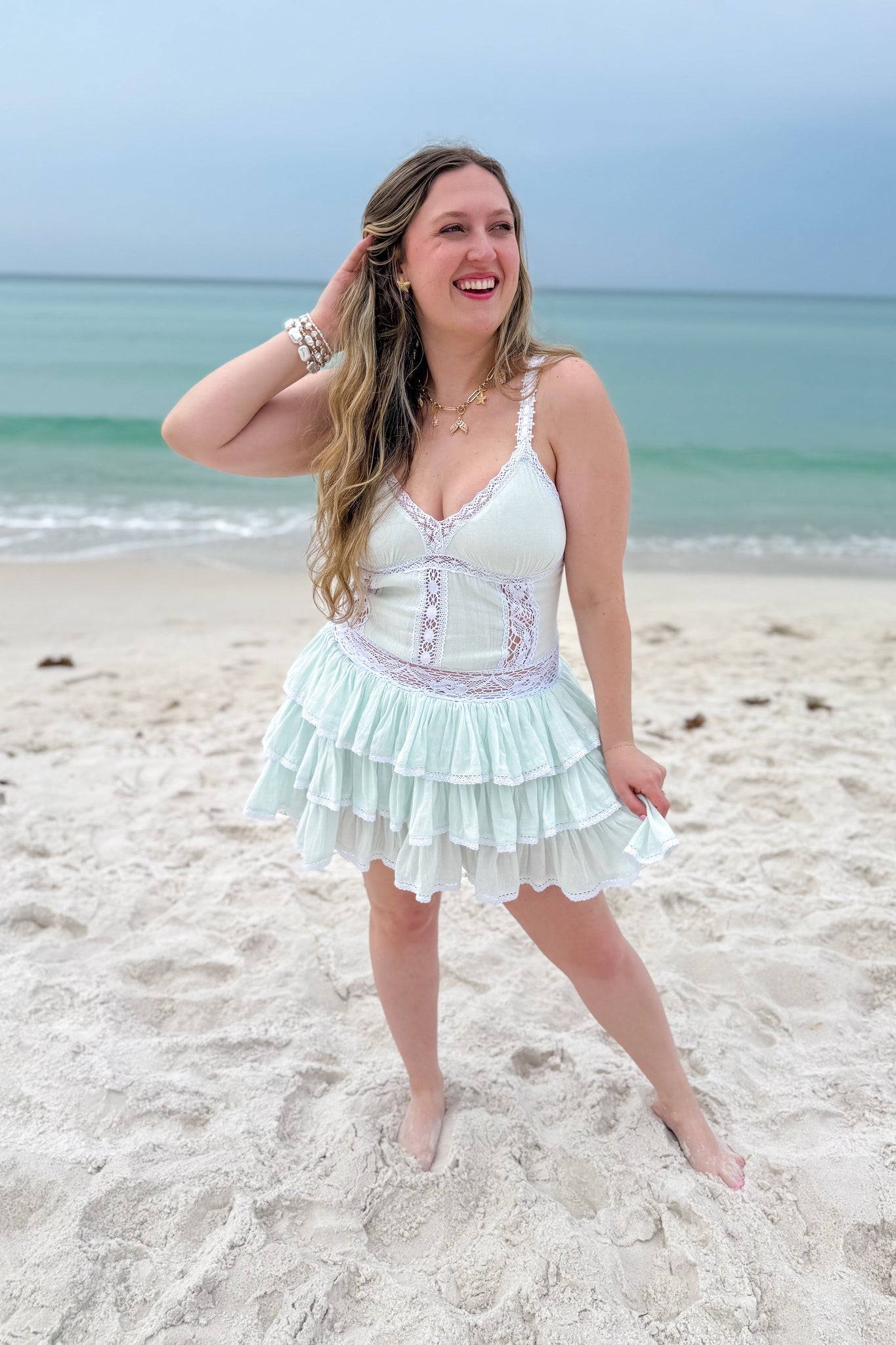 Amy Jane London Ivy Blue Lace Mini Dress – The French Rose Boutique