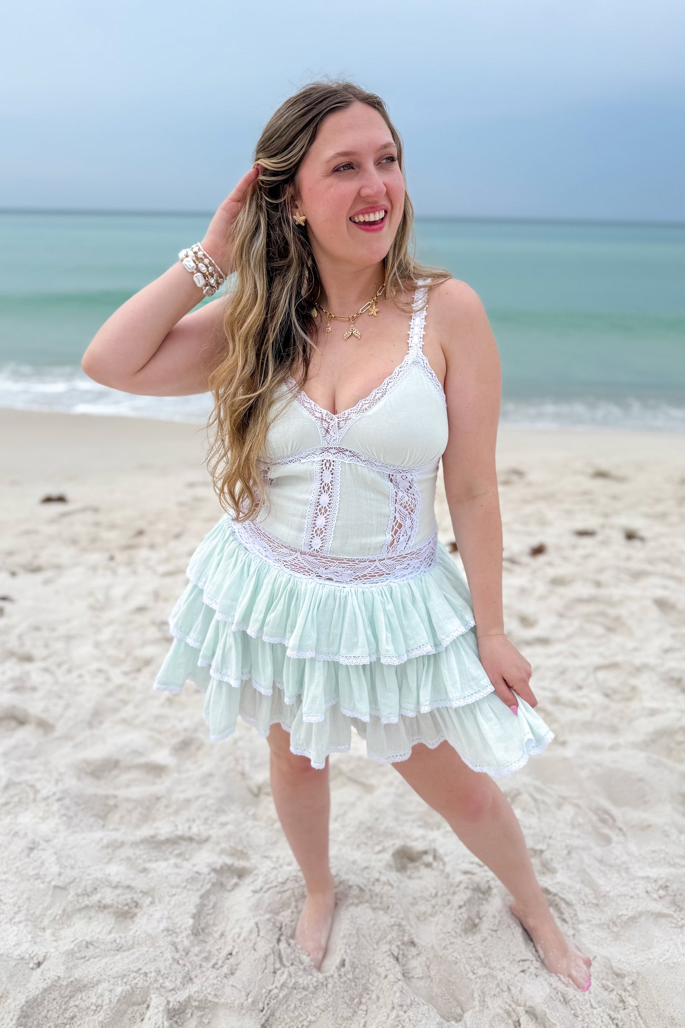 Amy Jane London Ivy Blue Lace Mini Dress – The French Rose Boutique