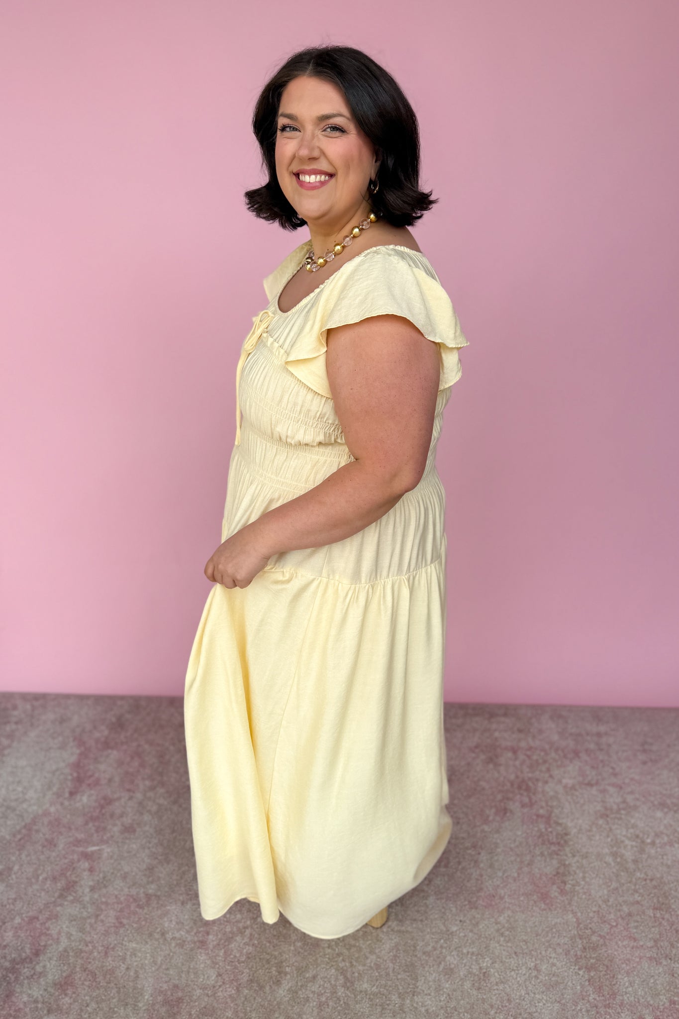 Bonnie Butter Yellow Midi Dress – The French Rose Boutique