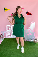 Load image into Gallery viewer, Green Zipper Mini Dress with collar front view
