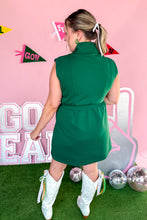 Load image into Gallery viewer, Green Zipper Mini Dress with collar back view
