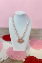 Load image into Gallery viewer, Pink Resin necklace with heart charm 
