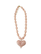 Load image into Gallery viewer, Necklace with pink heart-shaped beads on a white background
