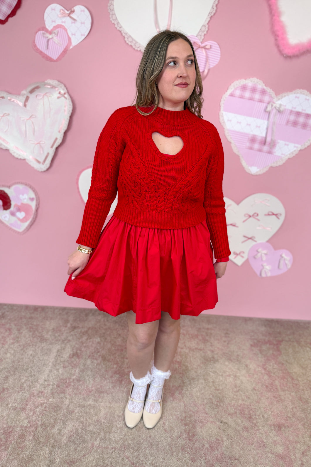 Stupid Cupid Heart Cutout Sweater- So Me – The French Rose Boutique