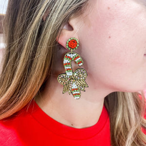 Candy Cane Lane Beaded Earrings